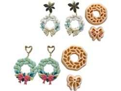 Conjunto De 4 Pequeñas Láminas De Arcilla Para Pendientes Con Estampado Floral.