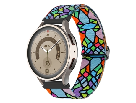 Correa de reloj inteligente para Coros Apex Pro/Apex 46 mm 22 mm con hebilla de tela de nailon pintada de colores (arco iris geométrico)