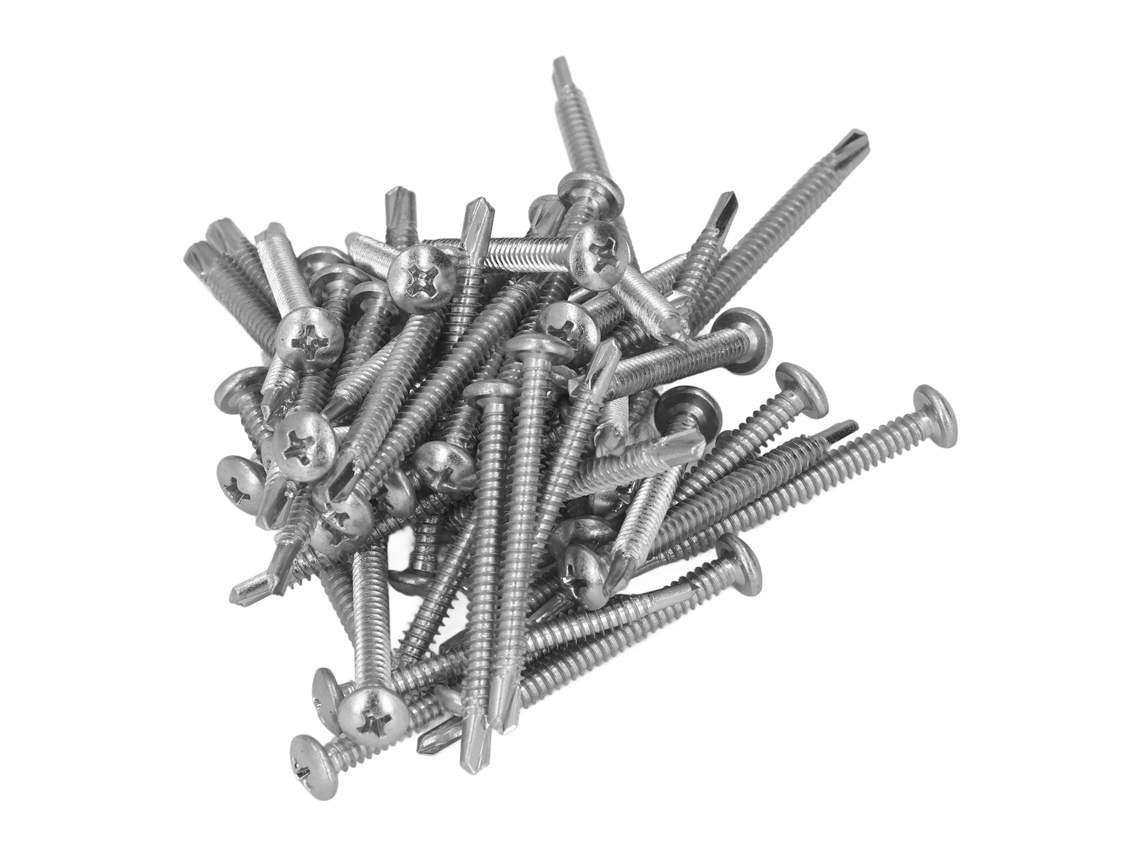 50 Tornillos Autorroscantes De Cabeza Redonda De Acero Al Carbono Galvanizado De 4,8 X 50 Mm Para Reparaciones.