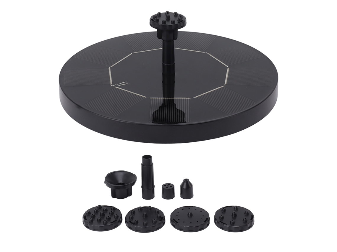 Fuente de agua solar flotante de 2,5 W para bebederos de pájaros, jardines y piscinas.