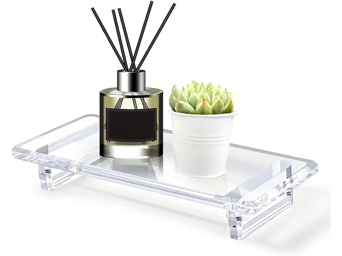 Bandeja Maquillaje Acrílico Encimera Soporte Transparente Antideslizante Organizador Decorativo Moderno
