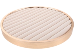 Bandeja Redonda De Metal Y Terciopelo Beige, Organizador De Joyas Multifuncional Para Anillos Y Collares.