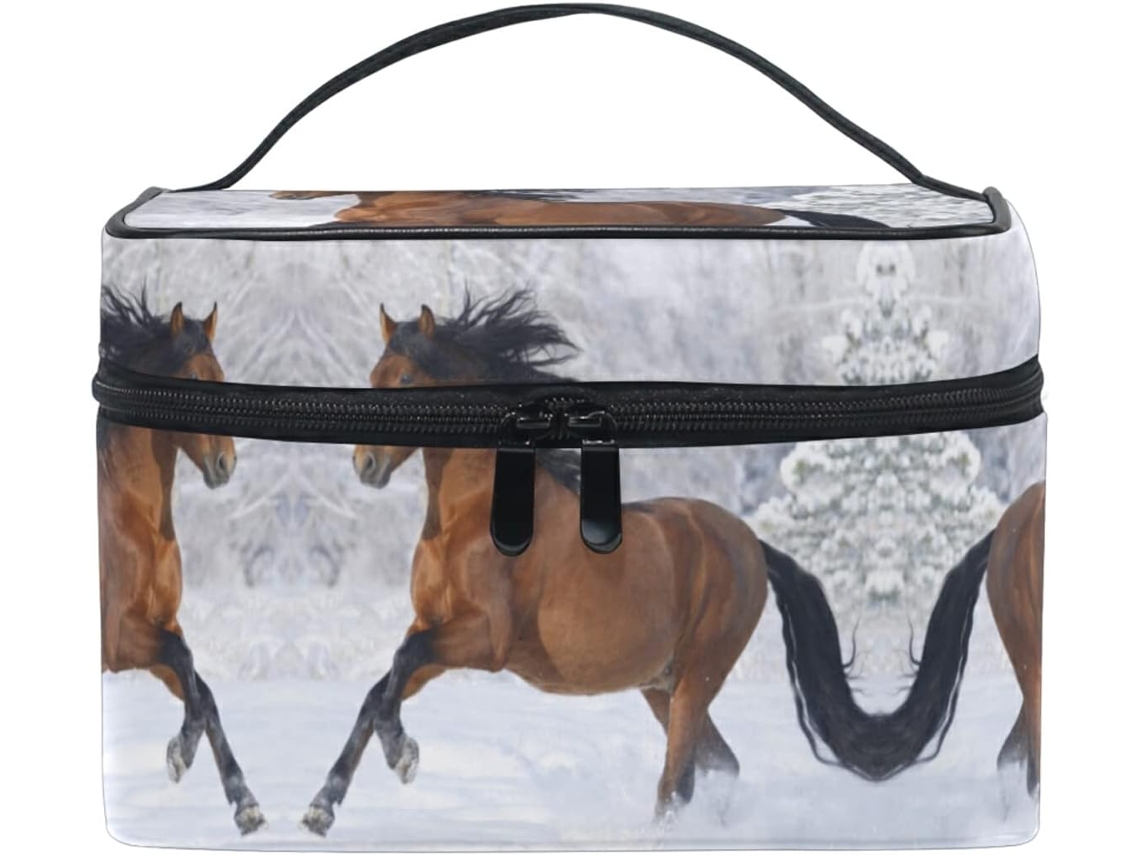 Neceser con cremallera, de tela, sin marca.
