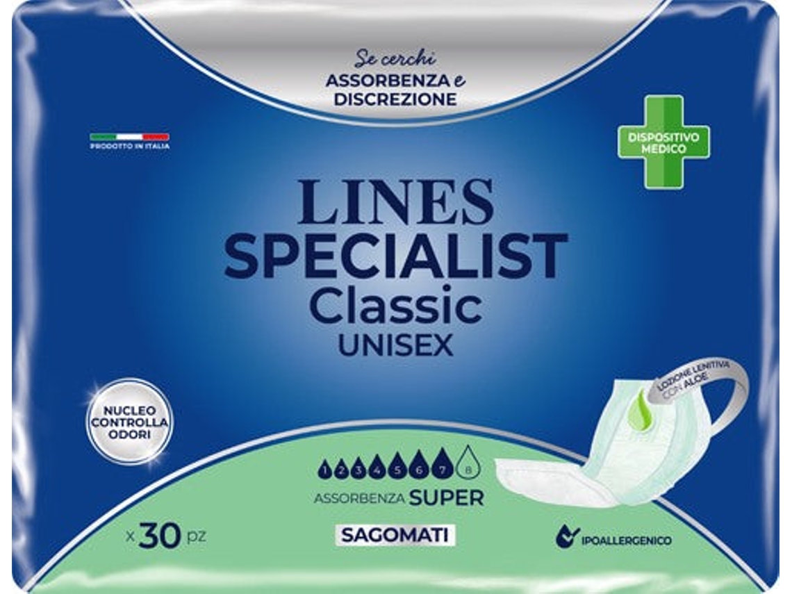 Paquete de pañales Lines Specialist Classic Sagomato Super, 30 piezas