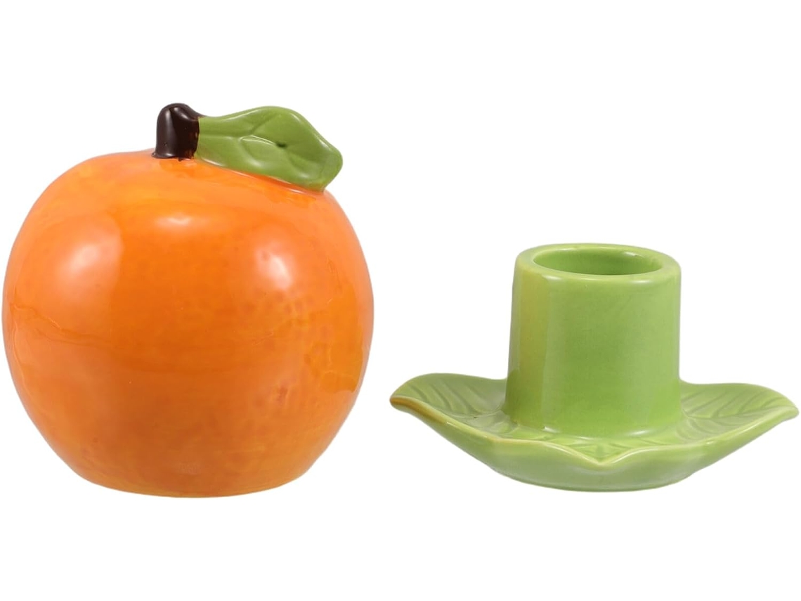 Acabamento Resistente À Água: O Dispensador De Palitos De Cerâmica Laranja Possui Um Esmalte Delicado Que