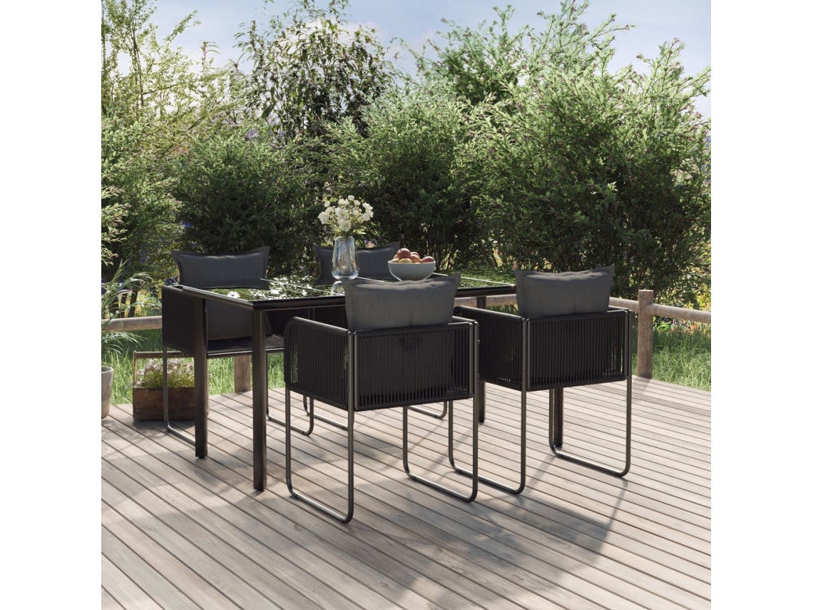 Juego de comedor de jardín negro de 2 piezas Dkd Home Decor