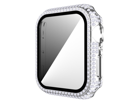 Pieza de Diamante + Caja de Reloj de Vidrio Templado para Apple Watch Series 3, 2 y 1 42mm (Plata)