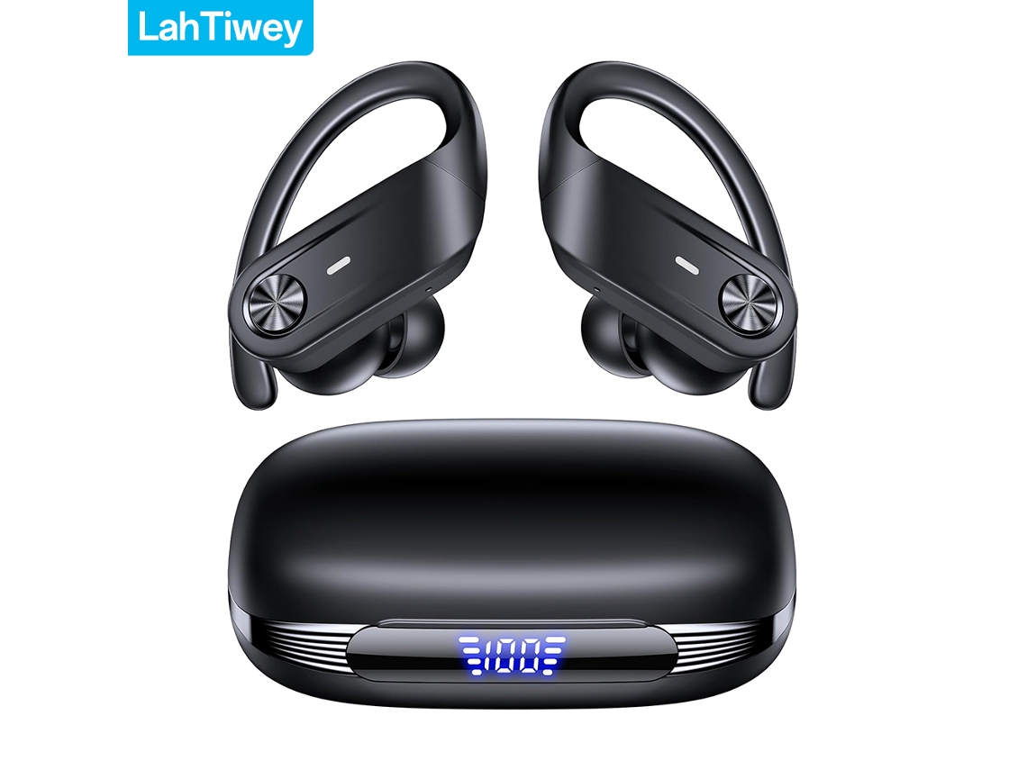 Auriculares Deportivos Inalámbricos Bluetooth 5.4 Impermeables, Con Micrófono Y Diseño De Gancho Para La Oreja, Duración De Batería De 80 Horas.