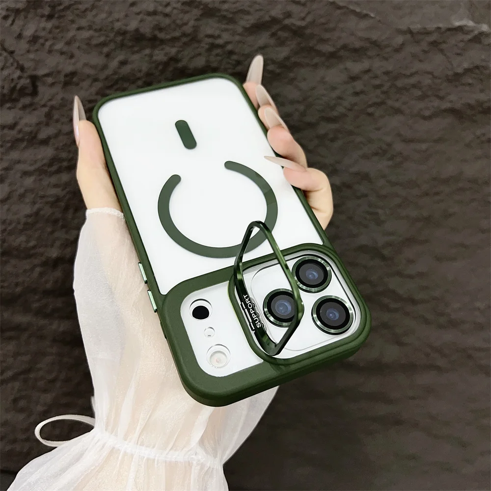 (iphone 11 Pro Max, Verde Oscuro) Funda Con Soporte Magnético Magsafe Para Iphone, Compatible Con Carga Inalámbrica.