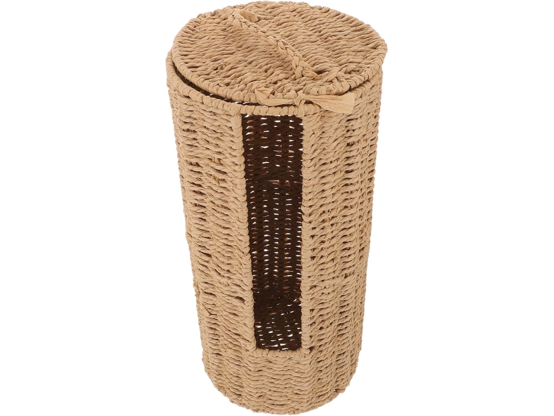 Cesta Papel Higiénico Resistente Deformación Elegante Ratán Portátil Capacidad 3 Rollos Baños Hogares