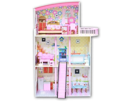 Casas de Muñecas TACHAN Casa de Madera (Rosa - 41,5x11x 18 cm)