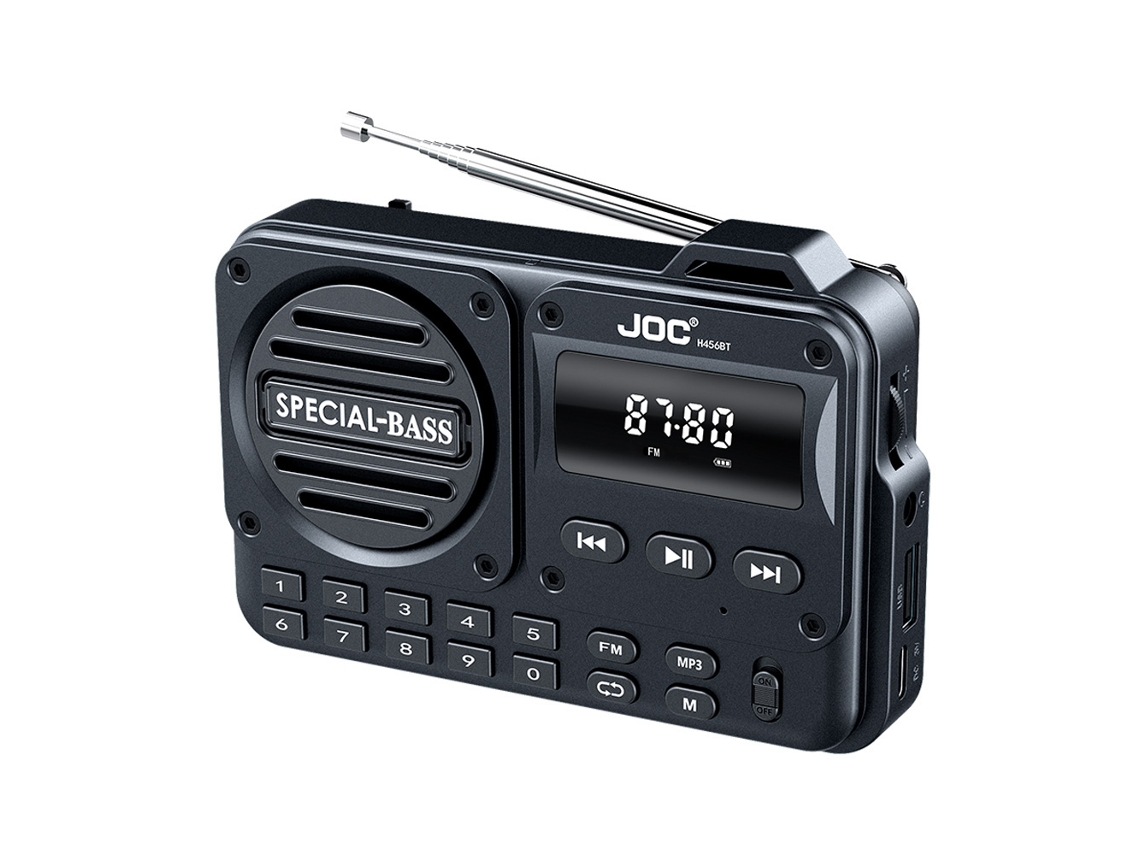 Radio FM portátil con batería recargable, compatible con USB, tarjeta TF, reproductor MP3, auriculares, Bluetooth y receptor FM. Viewleaf