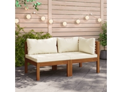 Conjunto de sofá de 2 piezas con cojines en madera maciza de acacia color blanco crema Wsd711700 Lovely Home