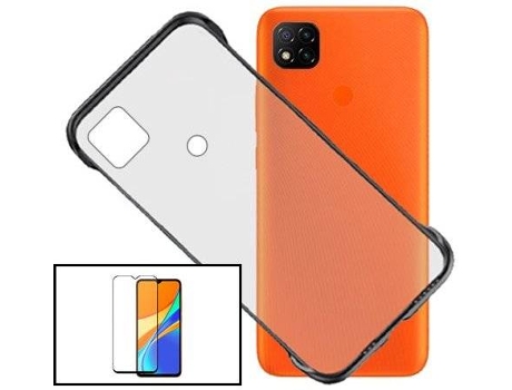 Kit Protector de Cristal Templado 5D Full Cover y Funda Invisible Bumper Xiaomi Redmi 9 Activ PHONECARE Transparente Negro