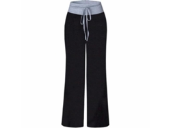 2026-pantalones Amplios De Lino Con Estampado Floral Elástico Y Cordón Ajustable Para Mujer Cómodos M Negro
