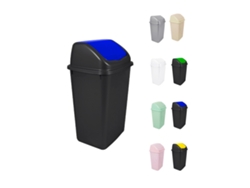 Cubo de basura con tapa giratoria de 30/50 litros ideal para el hogar y la oficina azul negro 50 L Jardim202