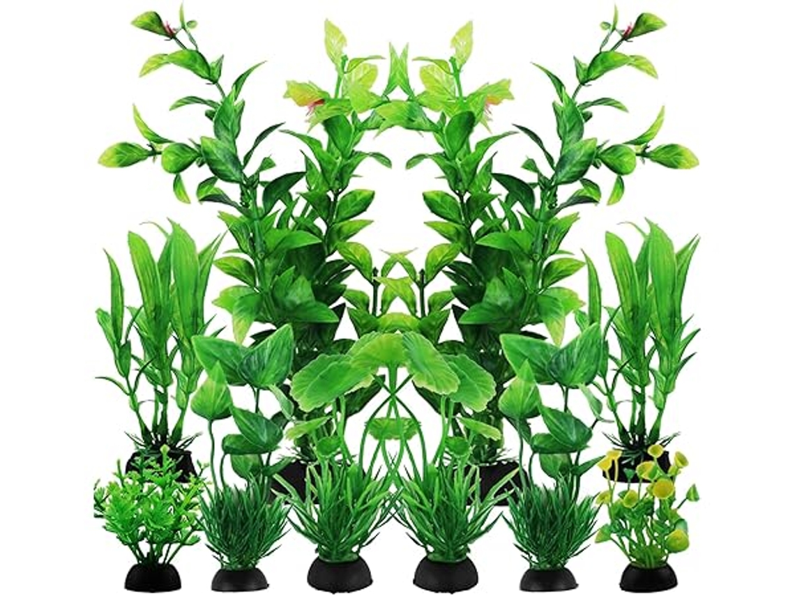 Decoración para acuario, plantas artificiales, juego de 10 piezas, verde, ergonómico, para uso diario STELASPLEN