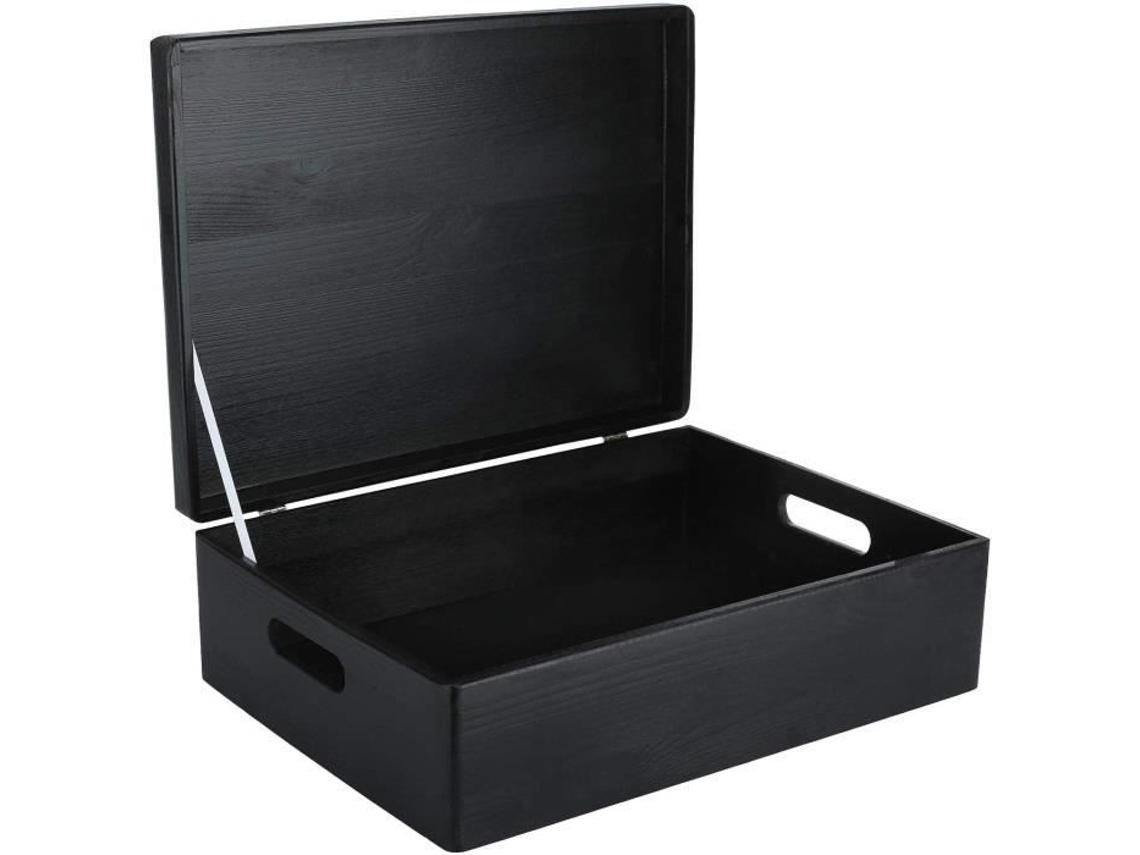 Caja de almacenaje - Creative Deco - XL - Madera decorativa - Negro - 40 x 30 x 14 cm