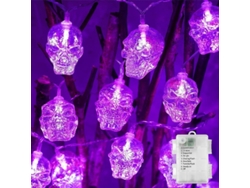 Luces De Halloween Con Pilas Para Uso En Interiores, Luces Con Forma De Calavera De 20 Led, Decoración Para Fiestas Espeluznantes.