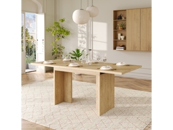 Mesa de comedor extensible, 140/180*80 cm, adecuada para 6 a 8 personas, forma rectangular, tablero grueso, estilo sencillo.