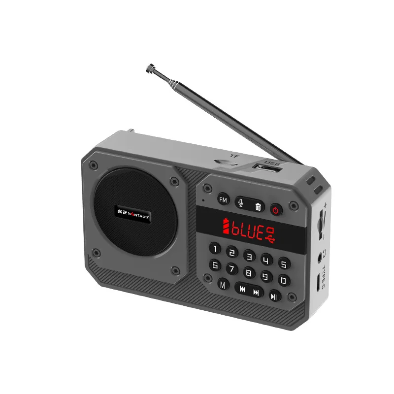 Mini Radio Fm (gris) - Alta Sensibilidad - Altavoz Bluetooth - Con Micrófono - Grabación - Tarjeta Tf - Reproducción Usb