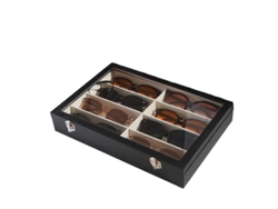 Estuche organizador de gran capacidad con múltiples compartimentos para gafas graduadas y de sol, unisex, negro Tommy01