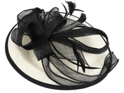 Tocado Derby De Delicada Malla Con Diadema De Plumas Extraíble Y Pinza Para El Cabello.