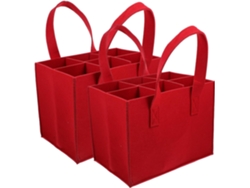 Juego De 2 Fundas De Fieltro Rojo Para Botellas De Vino Ciieeo Con 6 Compartimentos Y Separadores.