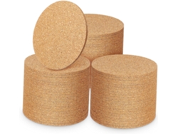 Pacote Com 100 Porta-copos Redondos De Cortiça, 90x3 Mm, Material Durável E Leve.