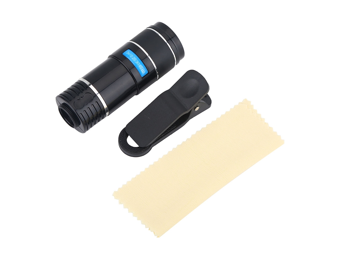 Mini telescopio monocular portátil para teléfono móvil con clip y enfoque de 12x
