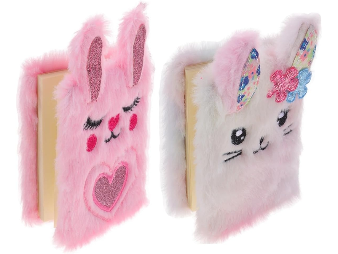 Juego De 2 Cuadernos De Peluche Con Forma De Conejo, Mini Cuadernos Para Niñas