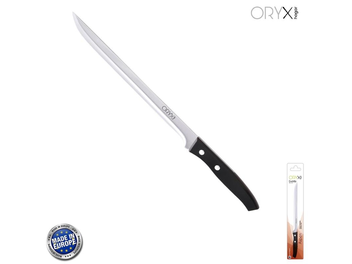 Cuchillo de Cocina Aspen Jamonero Hoja Acero Inoxidable 25 cm Negro ORYX