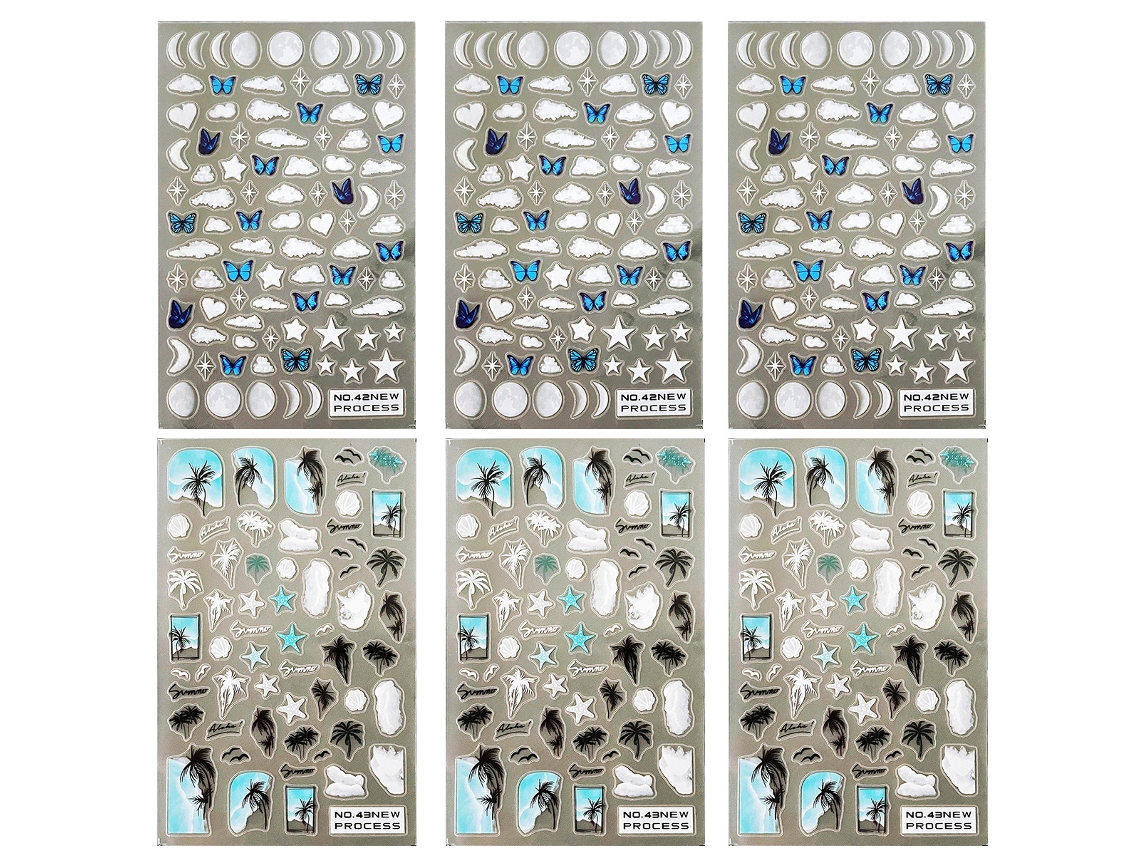 Juego de 6 calcomanías autoadhesivas para uñas, decoración multielemento Kofihety