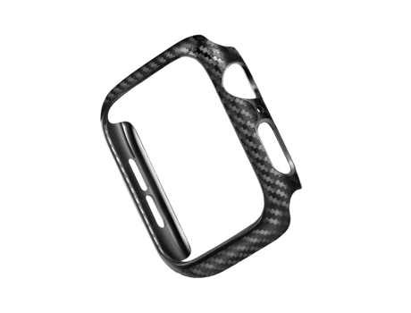 Caja de reloj con marco de fibra de carbono parcial para Apple Watch Series 9/8/7 45 mm (negro)