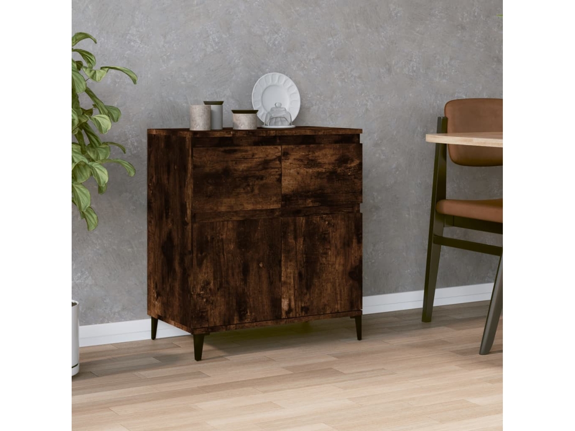 Aparador Madera Contrachapada Color Roble Ahumado 60x35x70 Cm