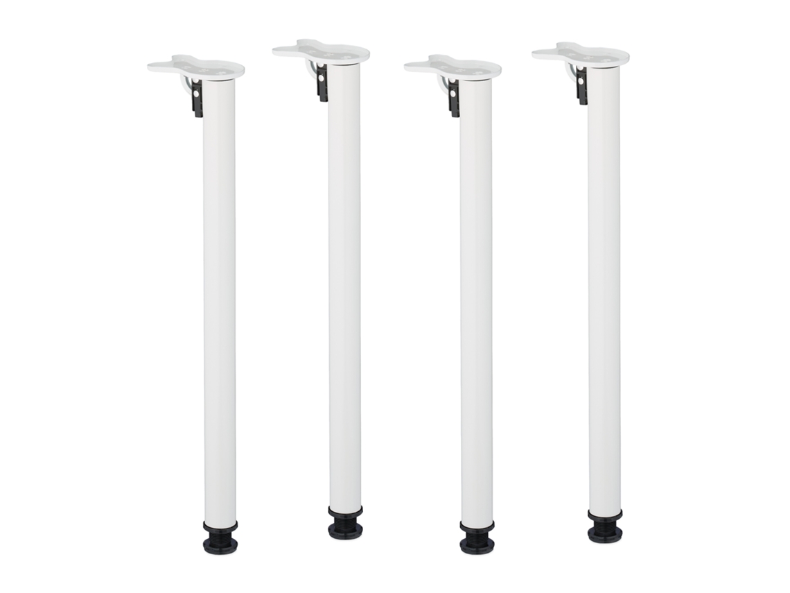Pernas De Mesa Relaxdays, Conjunto De 4, Axd: 71 X 5 Cm, Dobráveis, Para Mesa De Jantar Ou Secretária, Ferro, Branco