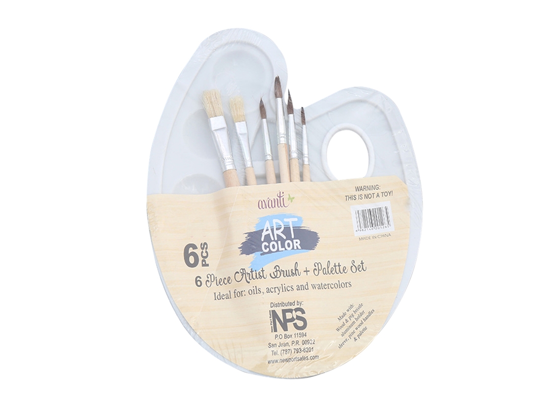 Juego de 6 pinceles y paleta para pintura a la acuarela, óleo y acrílico para niños y adultos.