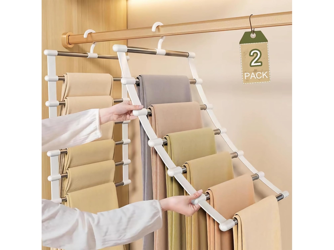2 Perchas Inox 6 Niveles Doblables Antideslizantes Para Pantalones Economizadores De Espacio Para Apartamento