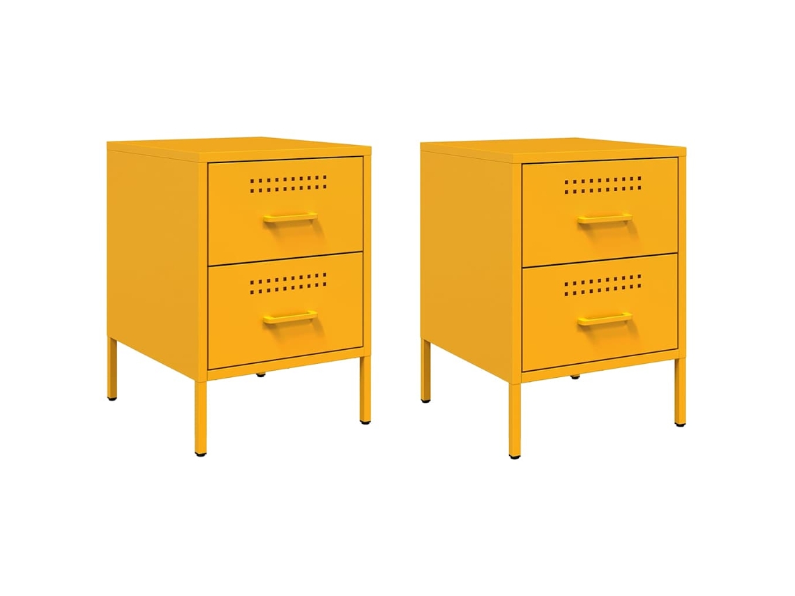 Juego de 2 mesitas de noche de acero amarillo mostaza MAISON EXCLUSIVE 36x39x50,5 cm