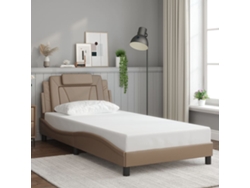 Estructura Cama Sin Colchón Cuero Sintético Capuchino 100x200cm