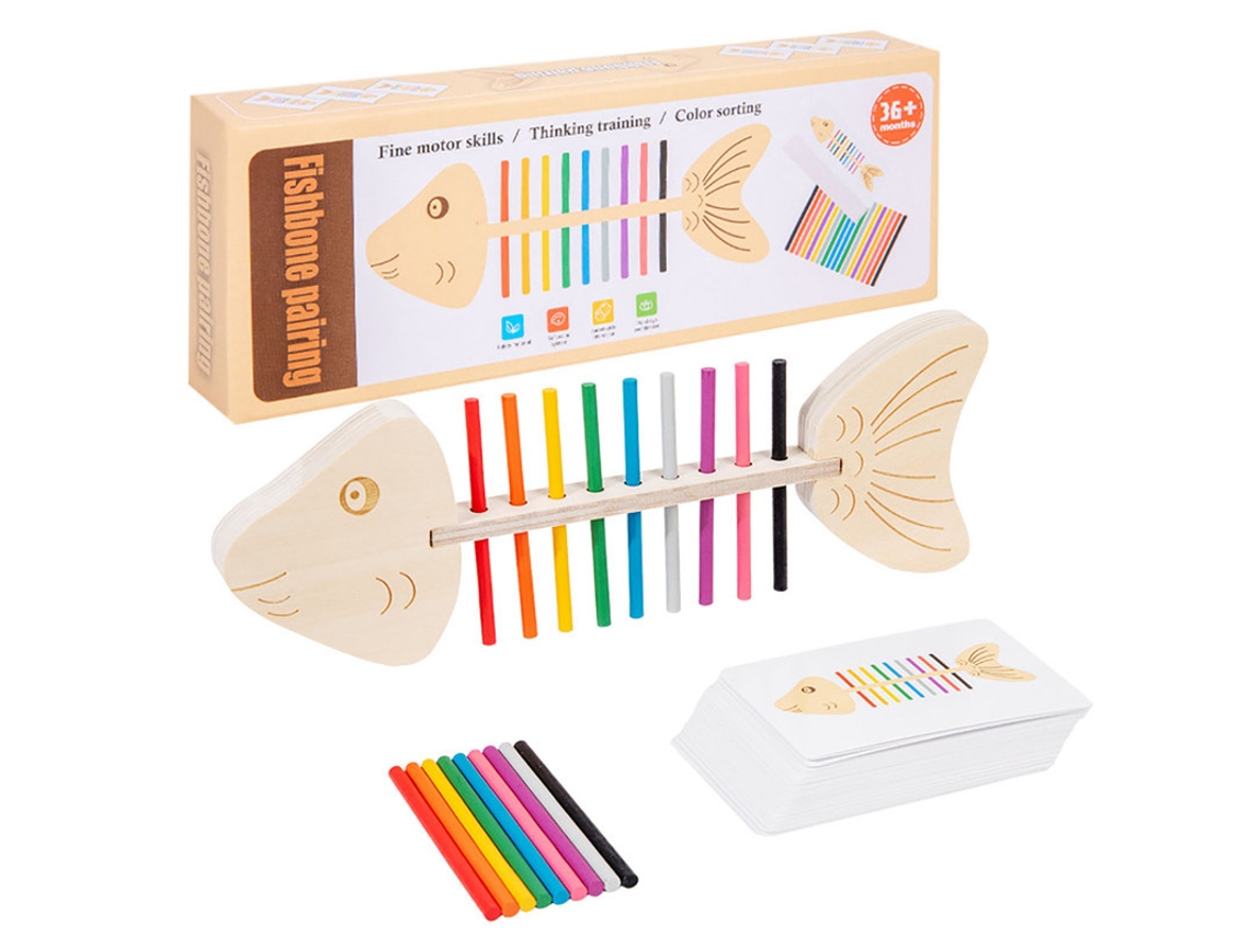 Juego Montessori De Emparejamiento De Colores Y Motricidad Fina, 60 Tarjetas Doble Cara Y 18 Varillas, Estimulación Cognitiva Infantil.
