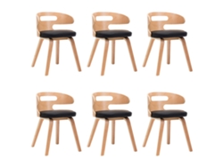 Maison Exclusive - Sillas De Comedor 6 Unidades Madera Y Cuero Sintético Negro
