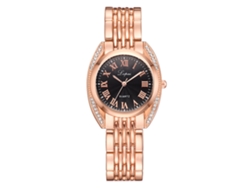 Reloj De Pulsera Lvpai Para Mujer Con Números Romanos, Movimiento De Cuarzo, Aleación En Oro Rosa Y Negro, Estilo Casual.
