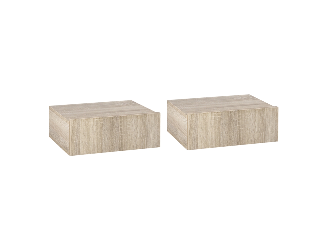 Juego de 2 mesitas de noche colgantes con cajones, aglomerado, 40x30x15cm, madera