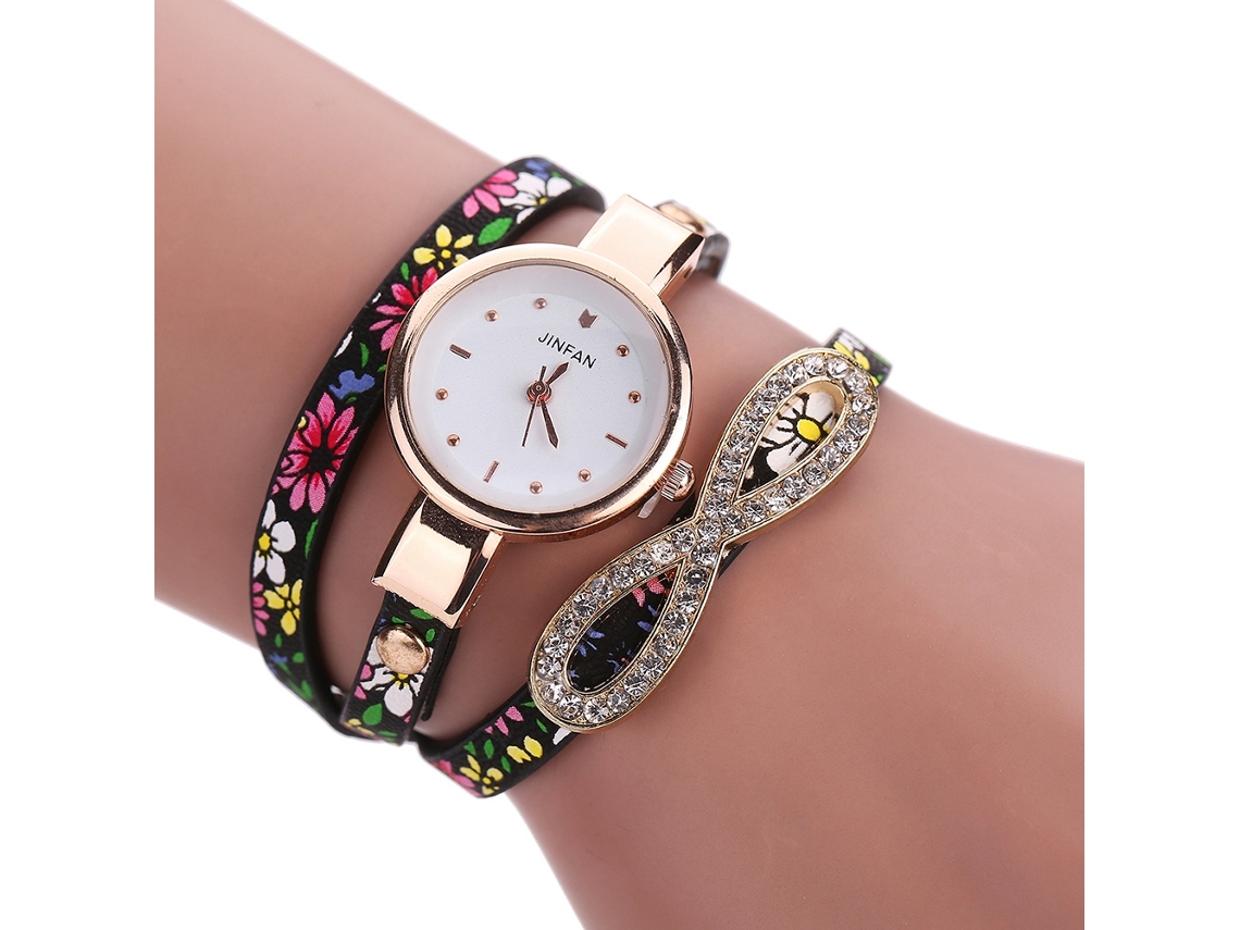 Reloj De Pulsera De Cuarzo Para Mujer Con Brazalete Multicapa Y Diamantes De Imitación 5