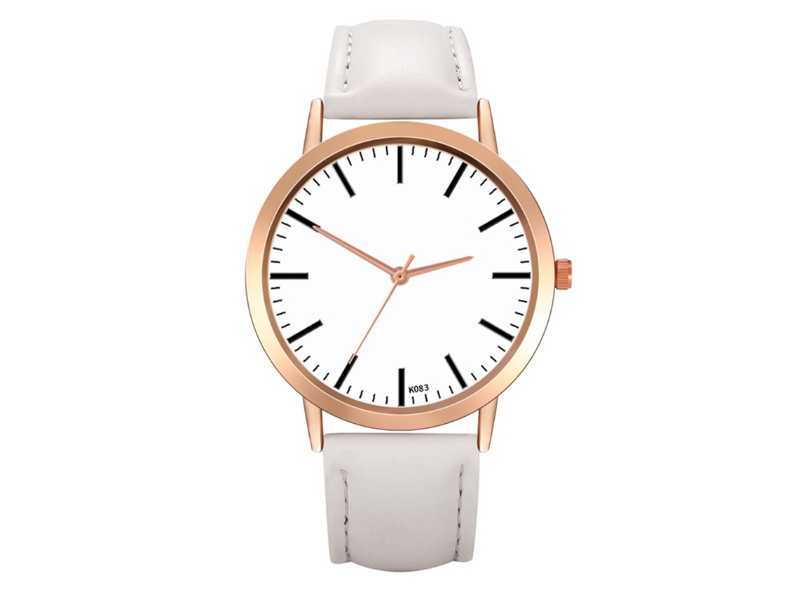 Elegante Reloj De Pulsera Para Mujer Con Cuarzo Blanco Y Correa De Cuero.