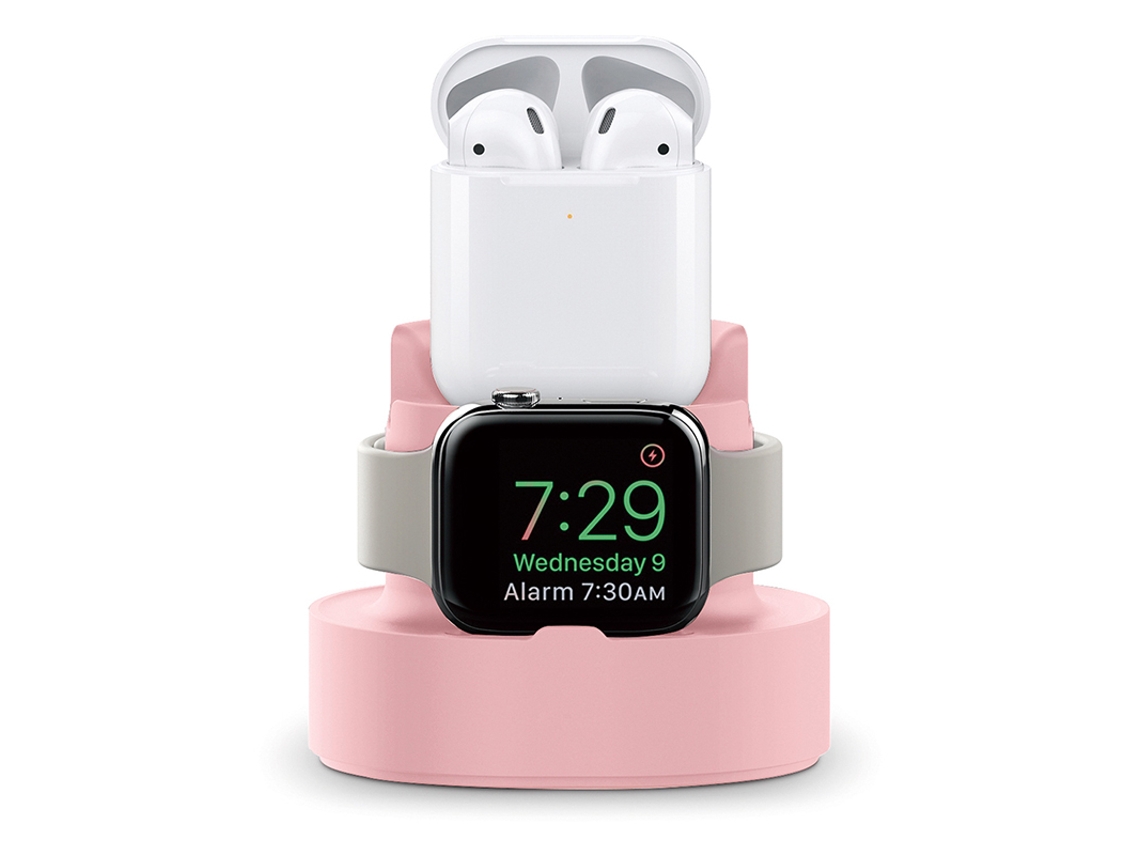 Estación De Carga Multifuncional De Silicona Para Teléfonos Ios, Auriculares Y Relojes - Rosa