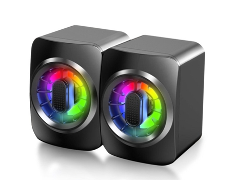 Altavoz Samuriiron con luz LED de colores, alimentado por USB de 3,5 mm con cable para PC Smartphone