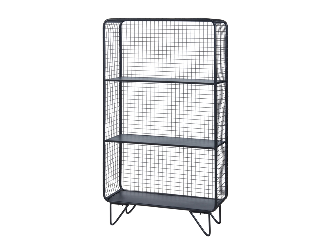 Estantería de pie Volda 3 estantes de rejilla metal 90x50x19cm - Negro [EN.CASA]