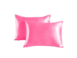 2Pack Fronha Cor Pura Fronha De Cetim Dupla Face Fronha De Seda Amoreira Para A Pele-Rosa Profundo